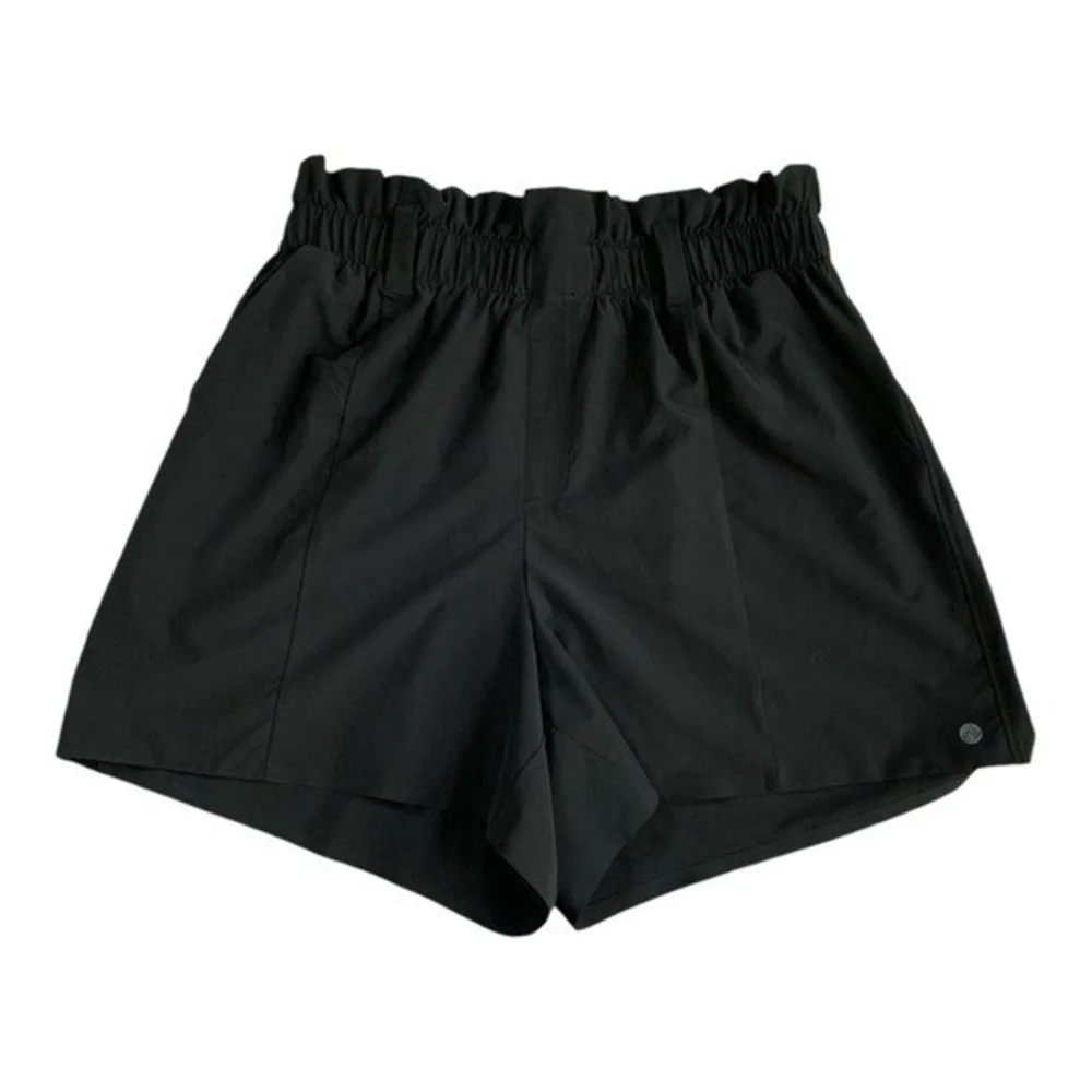 Apana Women's Black High Waist Athletic Shorts M Elastic 4.5